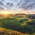 golfbanan falsterbo i soluppgång vid havet