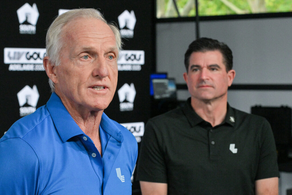 golfspelaren greg norman och affärsmannen scott oneill