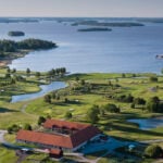 golfbanan frösåker, sjön mälaren, stenlada, flaggstång