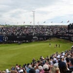 golfbanan royal portrush under the open med gula läktare