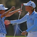 golfspelarna will mcgee och annnika sörenstam i ljusa golfkläder