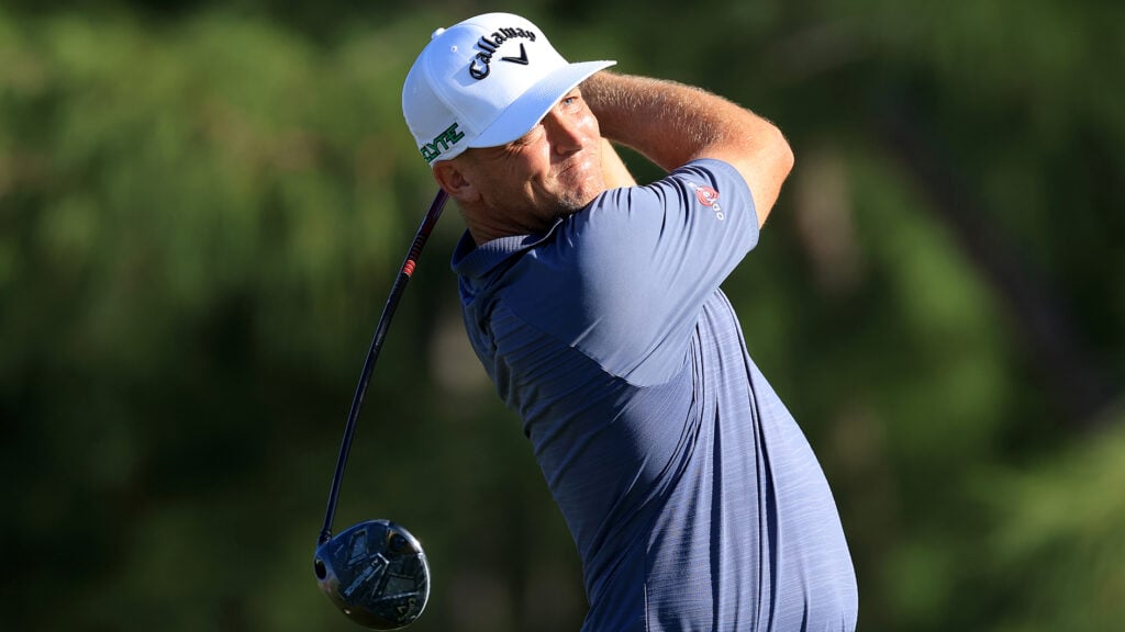 golfspelaren alex norén i vit golfkeps