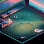 illustration över inomhusgolf