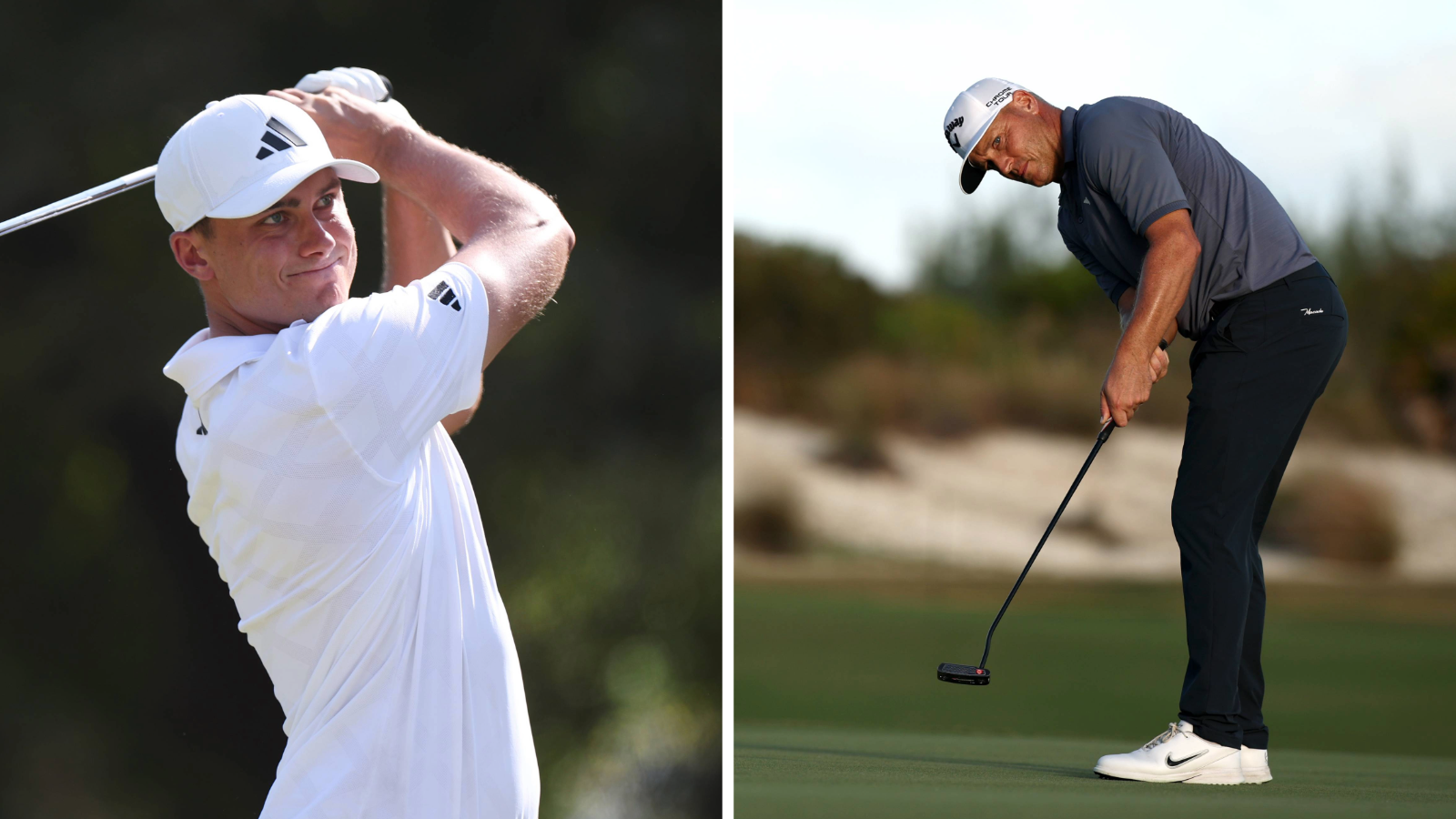 golfspelarna ludvig åberg och alex norén på golfbanor