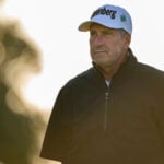 golfspelaren olazabal i varma vindgolfkläder