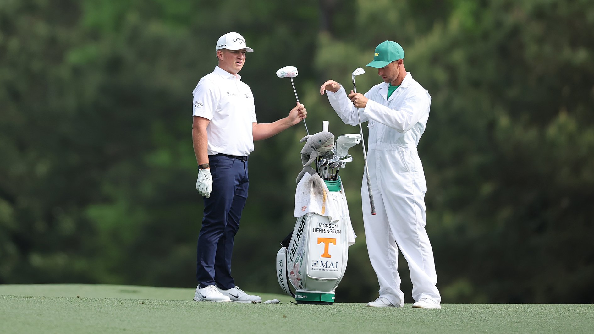 golfspelaren Jackson Herrington på golfbanan Augusta National i Georgia, USA
