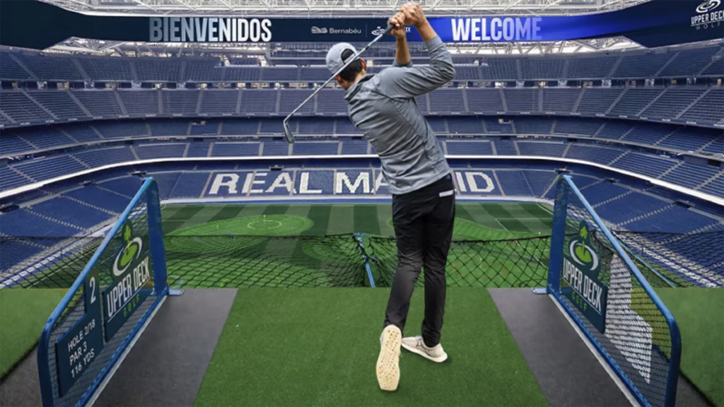golfspelare i fotbollsstadium