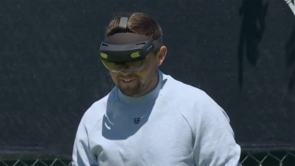 golfspelare med vr-glasögon