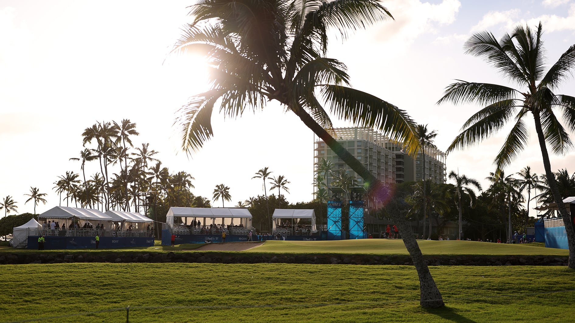 HONOLULU, HAWAII - JANUARY 17: A general view of the on the 17th hole during the third round of the Sony Open in Hawaii 2026 at Waialae Country Club on January 17, 2026 in Honolulu, Hawaii. (Photo by Mike Mulholland/Getty Images)
