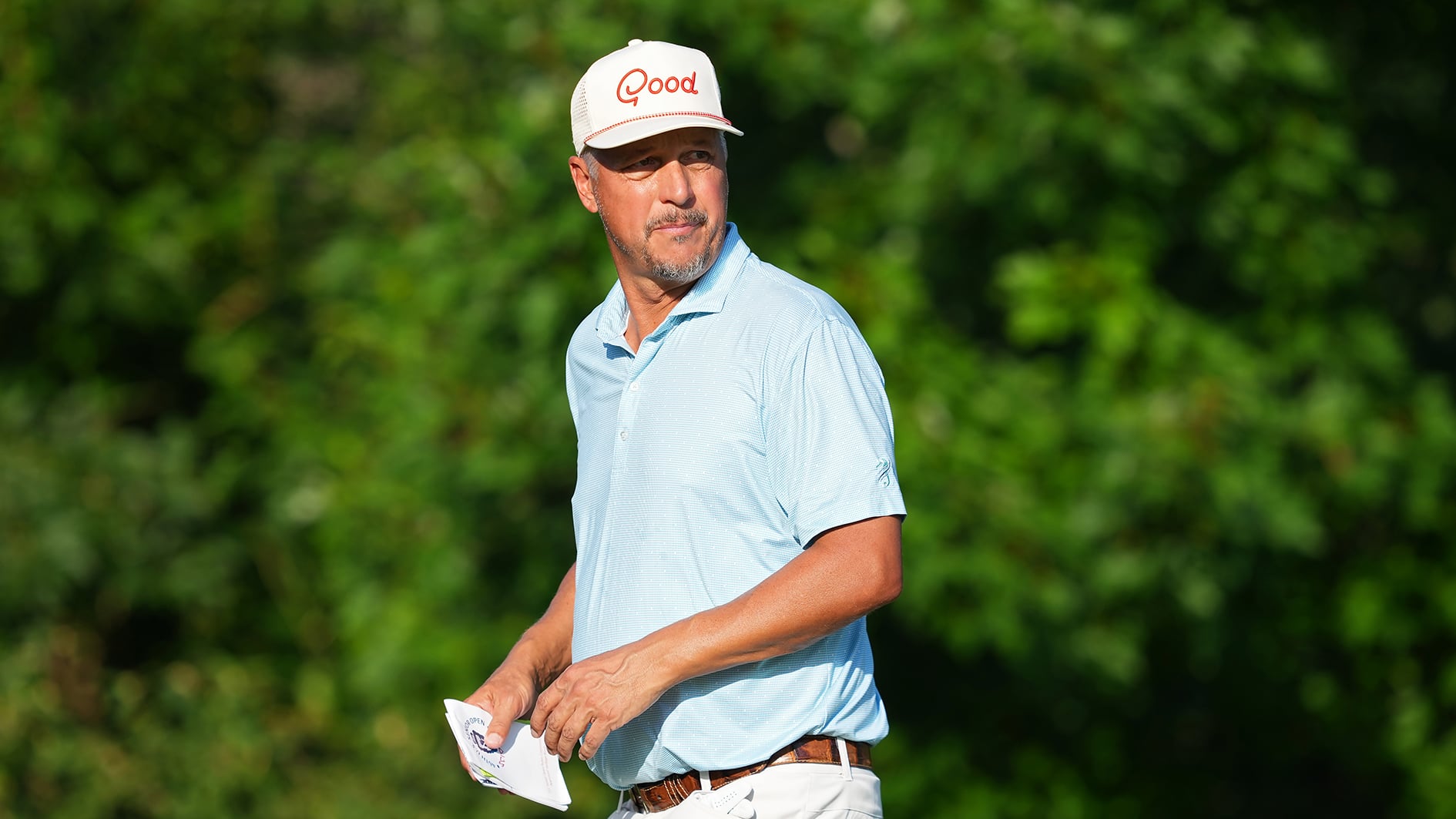 COLUMBUS, OHIO - JULY 02: Freddie Jacobson of Sweden walks to the second tee during the first round of the U.S. Senior Open Championship 2026 at Scioto Country Club on July 02, 2026 in Columbus, Ohio. (Photo by Dylan Buell/Getty Images)